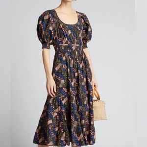 Ulla Johnson women’s small Juniper dress puffed sleeves multicolor army like new